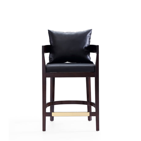 Ritz Counter Stool in Black and Dark Walnut (set of 2) by Manhattan Comfort at Eve Furniture