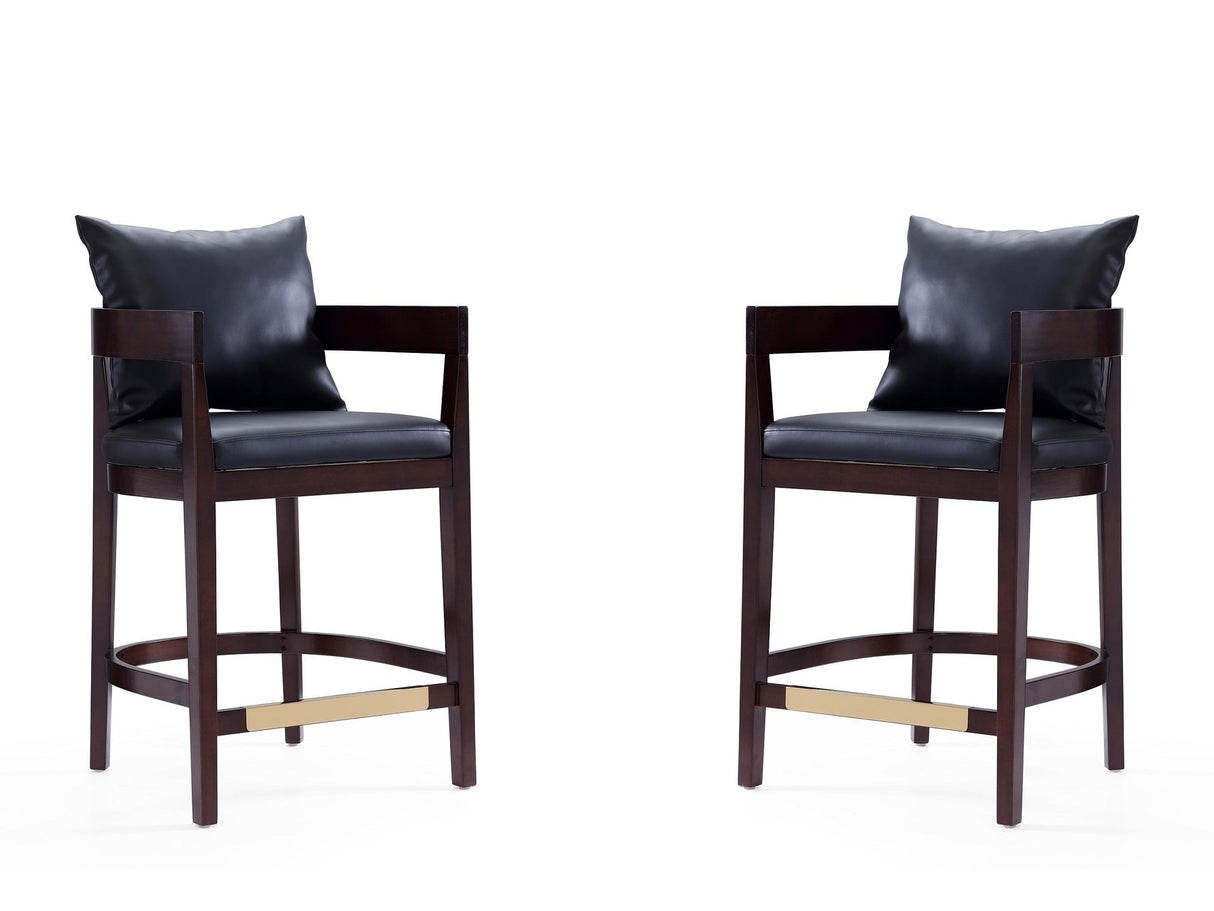 Ritz Counter Stool in Black and Dark Walnut (set of 2) by Manhattan Comfort at Eve Furniture