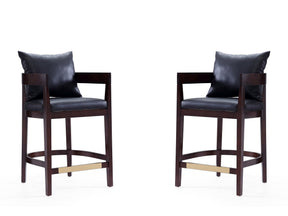 Ritz Counter Stool in Black and Dark Walnut (set of 2) by Manhattan Comfort at Eve Furniture
