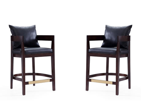 Ritz Counter Stool in Black and Dark Walnut (set of 2) by Manhattan Comfort at Eve Furniture