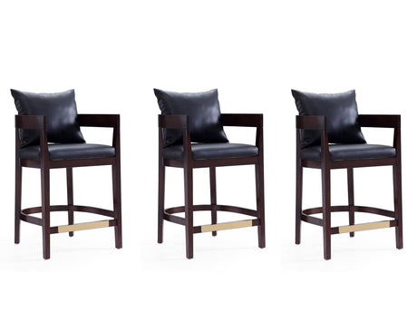 Ritz Counter Stool in Black and Dark Walnut (set of 3) by Manhattan Comfort at Eve Furniture