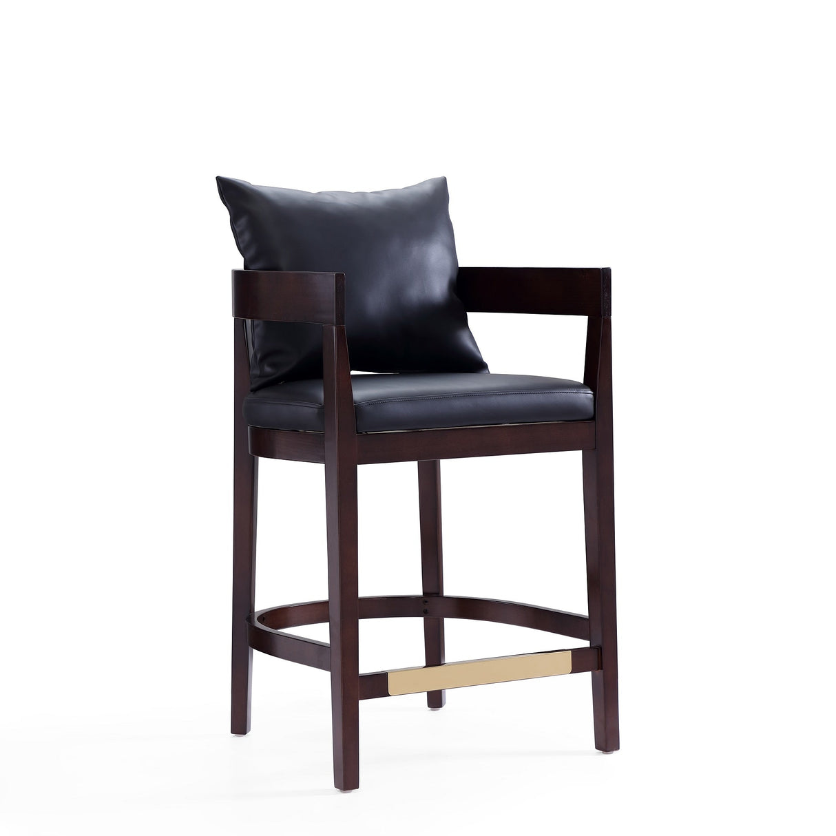 Ritz Counter Stool in Black and Dark Walnut (set of 3) by Manhattan Comfort at Eve Furniture