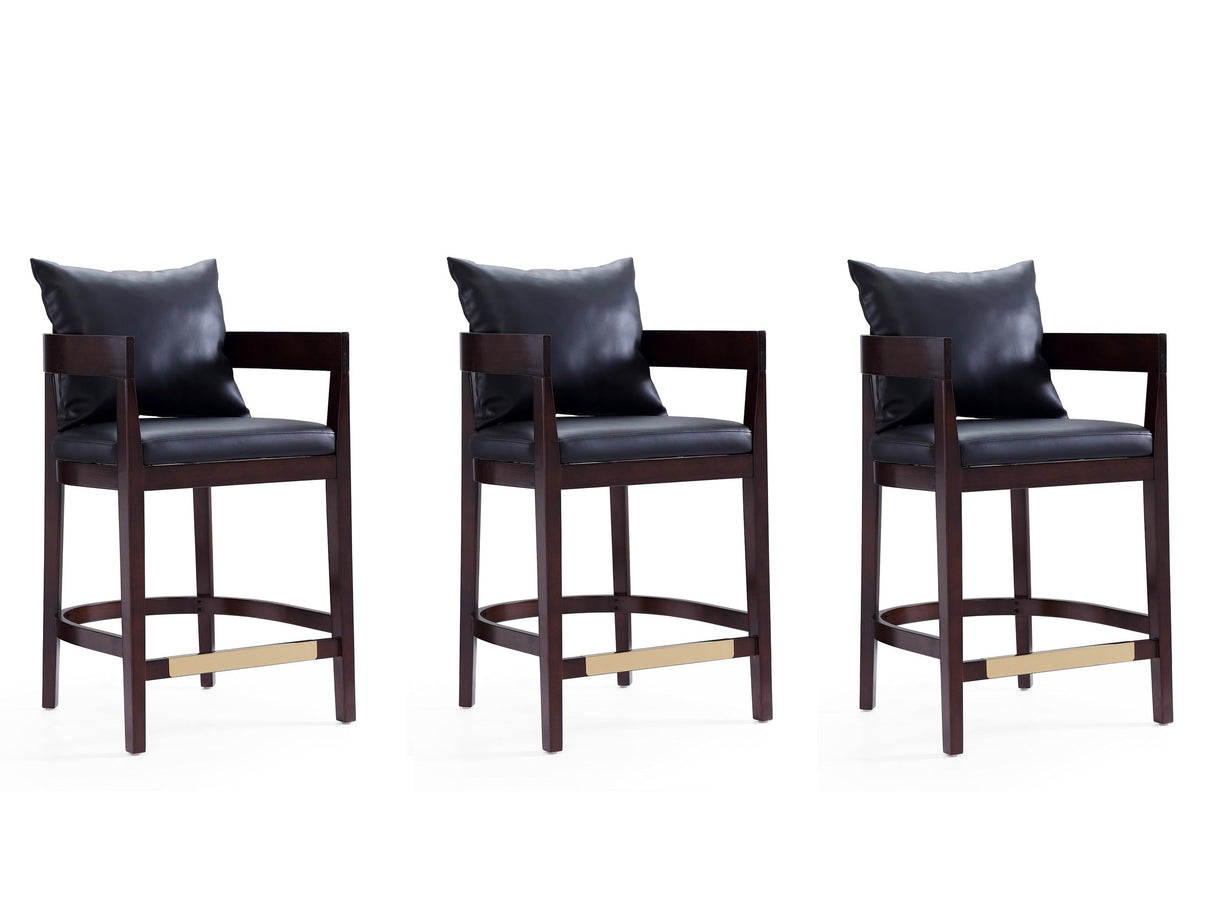 Ritz Counter Stool in Black and Dark Walnut (set of 3) by Manhattan Comfort at Eve Furniture