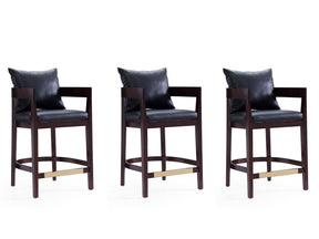 Ritz Counter Stool in Black and Dark Walnut (set of 3) by Manhattan Comfort at Eve Furniture