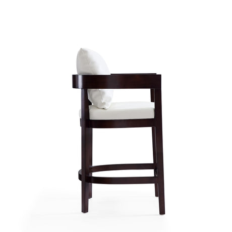 Ritz Counter Stool in Ivory and Dark Walnut by Manhattan Comfort at Eve Furniture