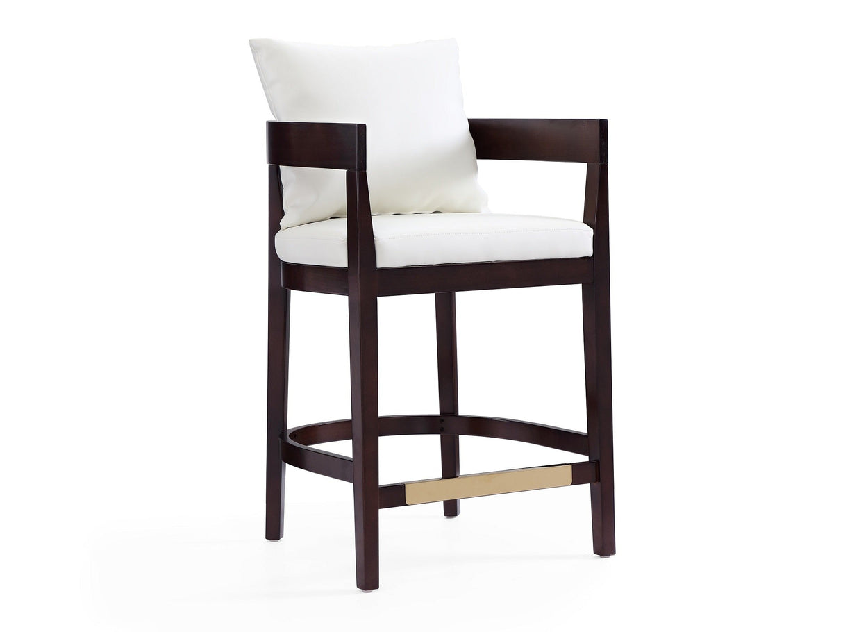 Ritz Counter Stool in Ivory and Dark Walnut by Manhattan Comfort at Eve Furniture