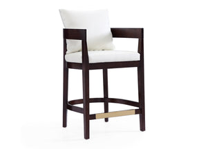 Ritz Counter Stool in Ivory and Dark Walnut by Manhattan Comfort at Eve Furniture