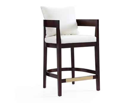 Ritz Counter Stool in Ivory and Dark Walnut by Manhattan Comfort at Eve Furniture