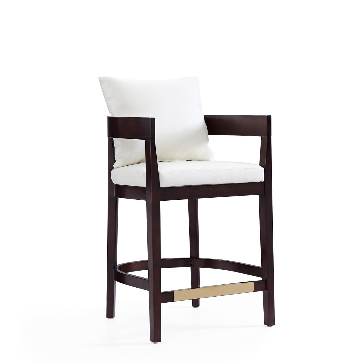 Ritz Counter Stool in Ivory and Dark Walnut (set of 2) by Manhattan Comfort at Eve Furniture