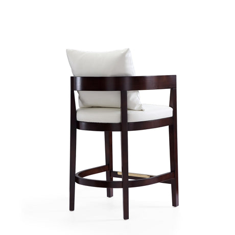 Ritz Counter Stool in Ivory and Dark Walnut (set of 2) by Manhattan Comfort at Eve Furniture