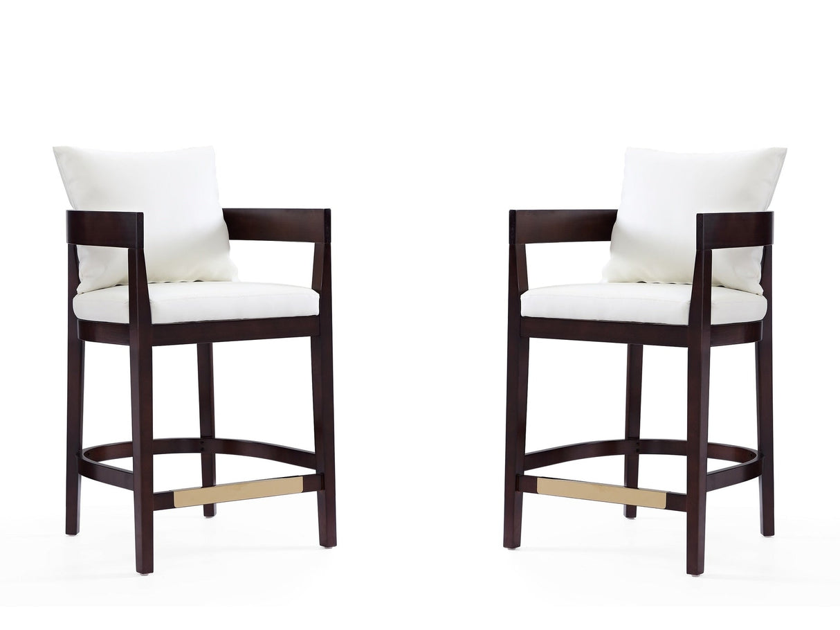 Ritz Counter Stool in Ivory and Dark Walnut (set of 2) by Manhattan Comfort at Eve Furniture