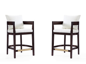 Ritz Counter Stool in Ivory and Dark Walnut (set of 2) by Manhattan Comfort at Eve Furniture