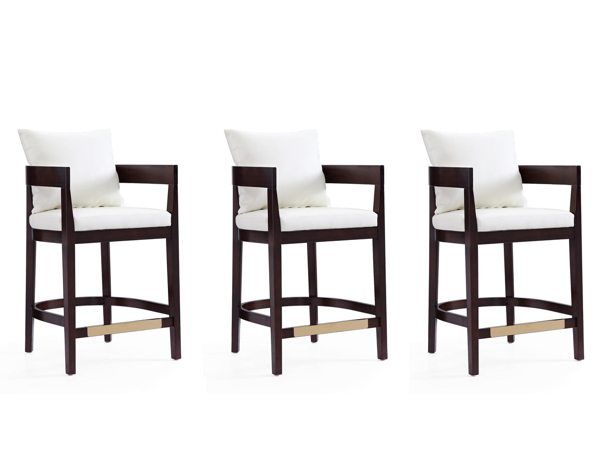 Ritz Counter Stool in Ivory and Dark Walnut (set of 3) by Manhattan Comfort at Eve Furniture