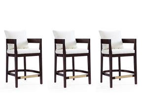 Ritz Counter Stool in Ivory and Dark Walnut (set of 3) by Manhattan Comfort at Eve Furniture