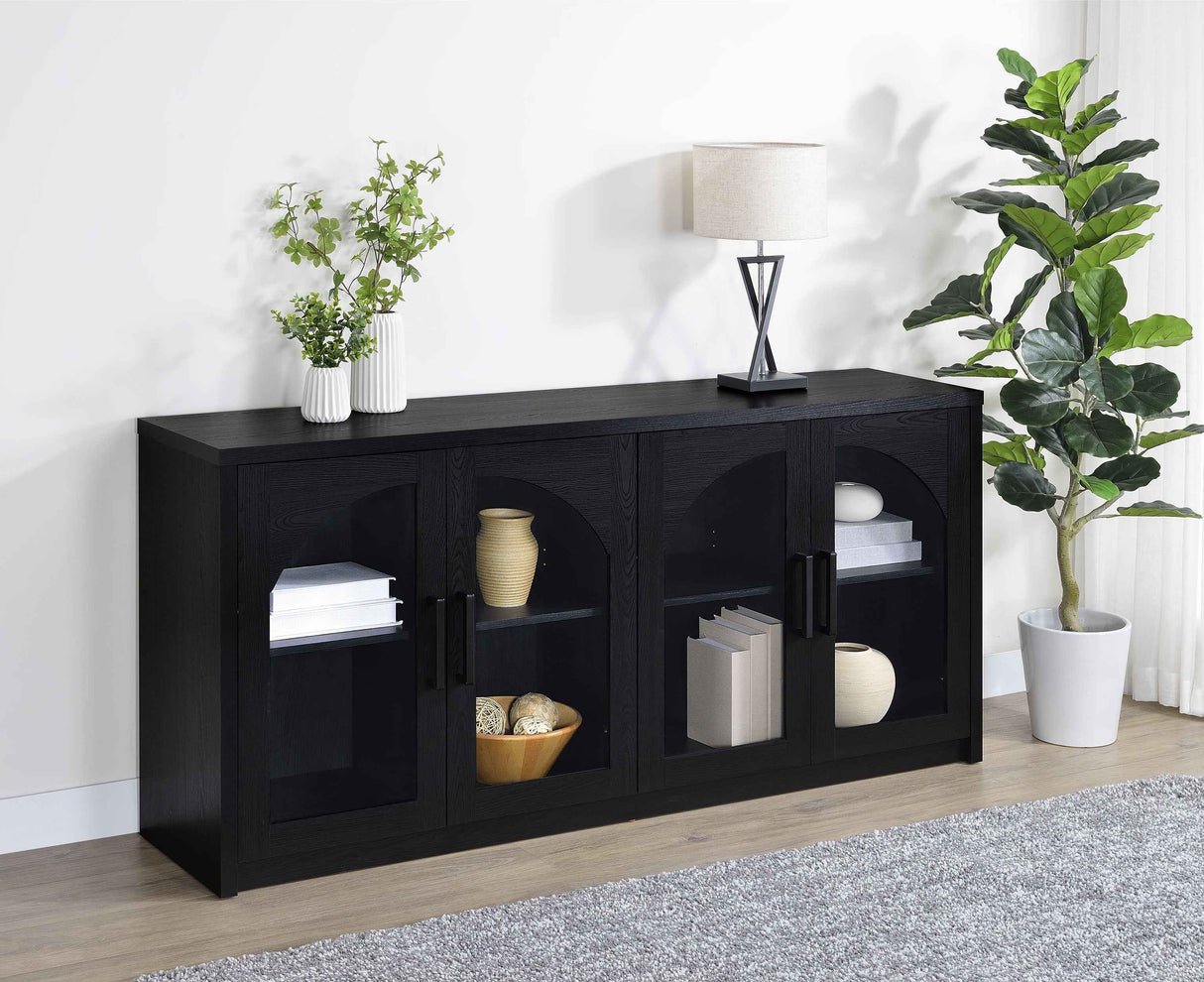 Riva Black 4-door Dining Sideboard Buffet Storage Credenza by Coaster at Eve Furniture