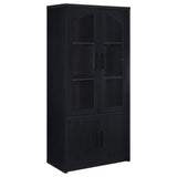 Riva Black 4-Door Tall Accent Display Cabinet with LED Lighting by Coaster at Eve Furniture