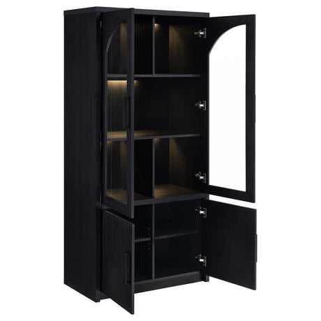 Riva Black 4-Door Tall Accent Display Cabinet with LED Lighting by Coaster at Eve Furniture