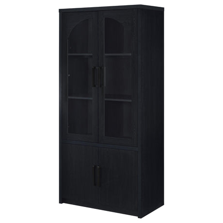 Riva Black 4-Door Tall Accent Display Cabinet with LED Lighting by Coaster at Eve Furniture