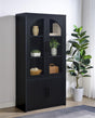 Riva Black 4-Door Tall Accent Display Cabinet with LED Lighting by Coaster at Eve Furniture