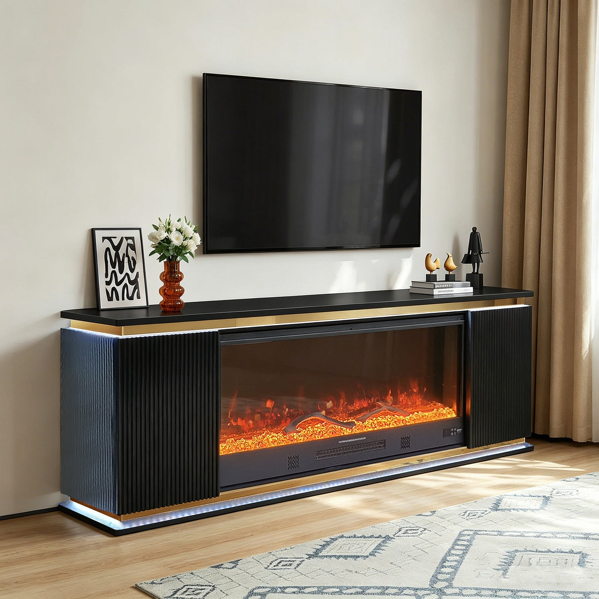 Riva Black Fireplace by New Era Innovations at Eve Furniture