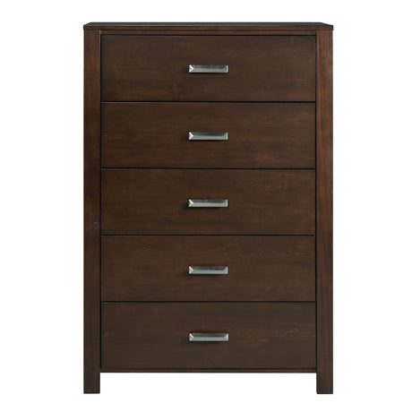 Riva Five Drawer Chest in Chocolate Brown by Modus Furniture at Eve Furniture