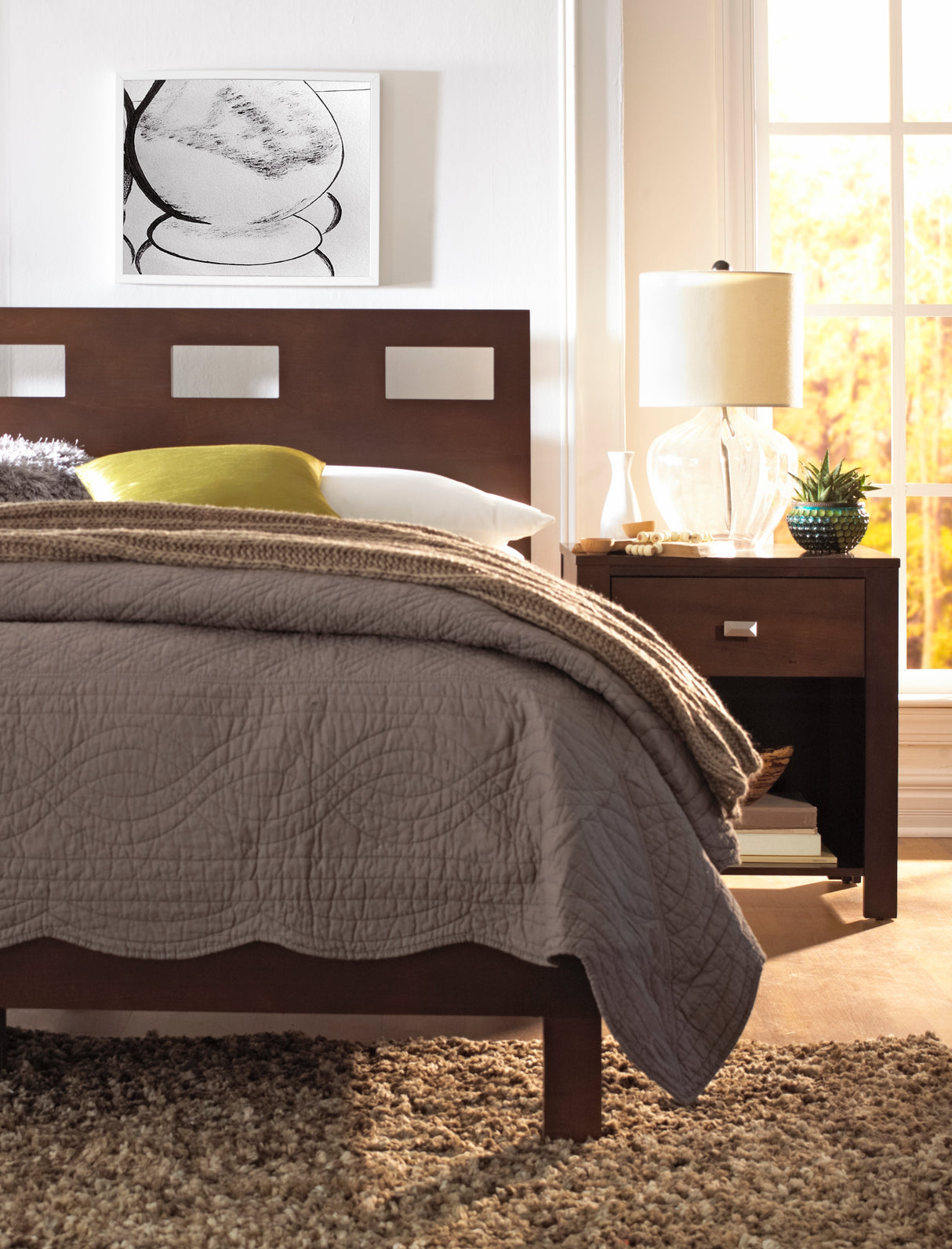 Riva One Drawer Nightstand in Chocolate Brown by Modus Furniture at Eve Furniture