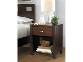 Riva One Drawer Nightstand in Chocolate Brown by Modus Furniture at Eve Furniture