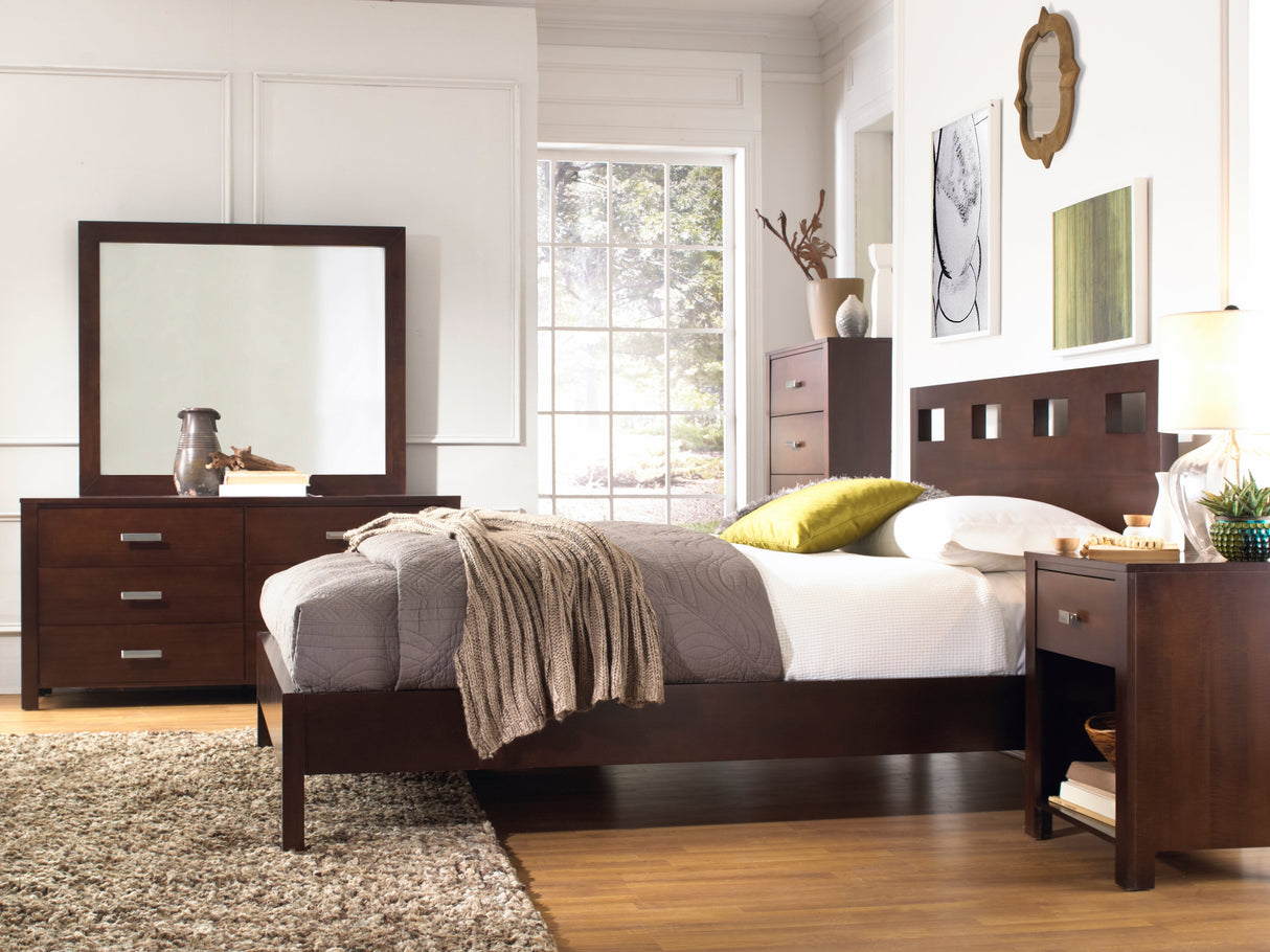 Riva Six Drawer Dresser in Chocolate Brown by Modus Furniture at Eve Furniture