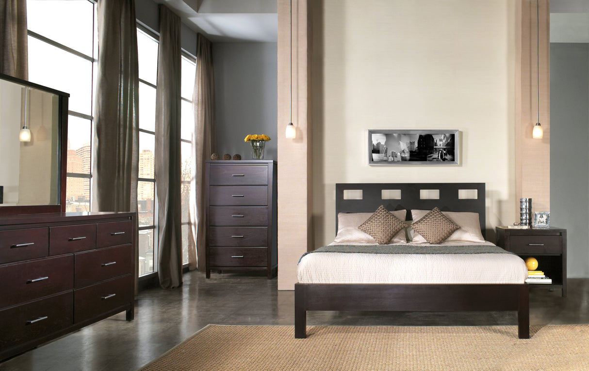 Riva Wood Full Platform Bed in Espresso by Modus Furniture at Eve Furniture