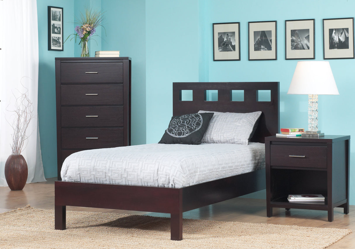 Riva Wood Full Platform Bed in Espresso by Modus Furniture at Eve Furniture