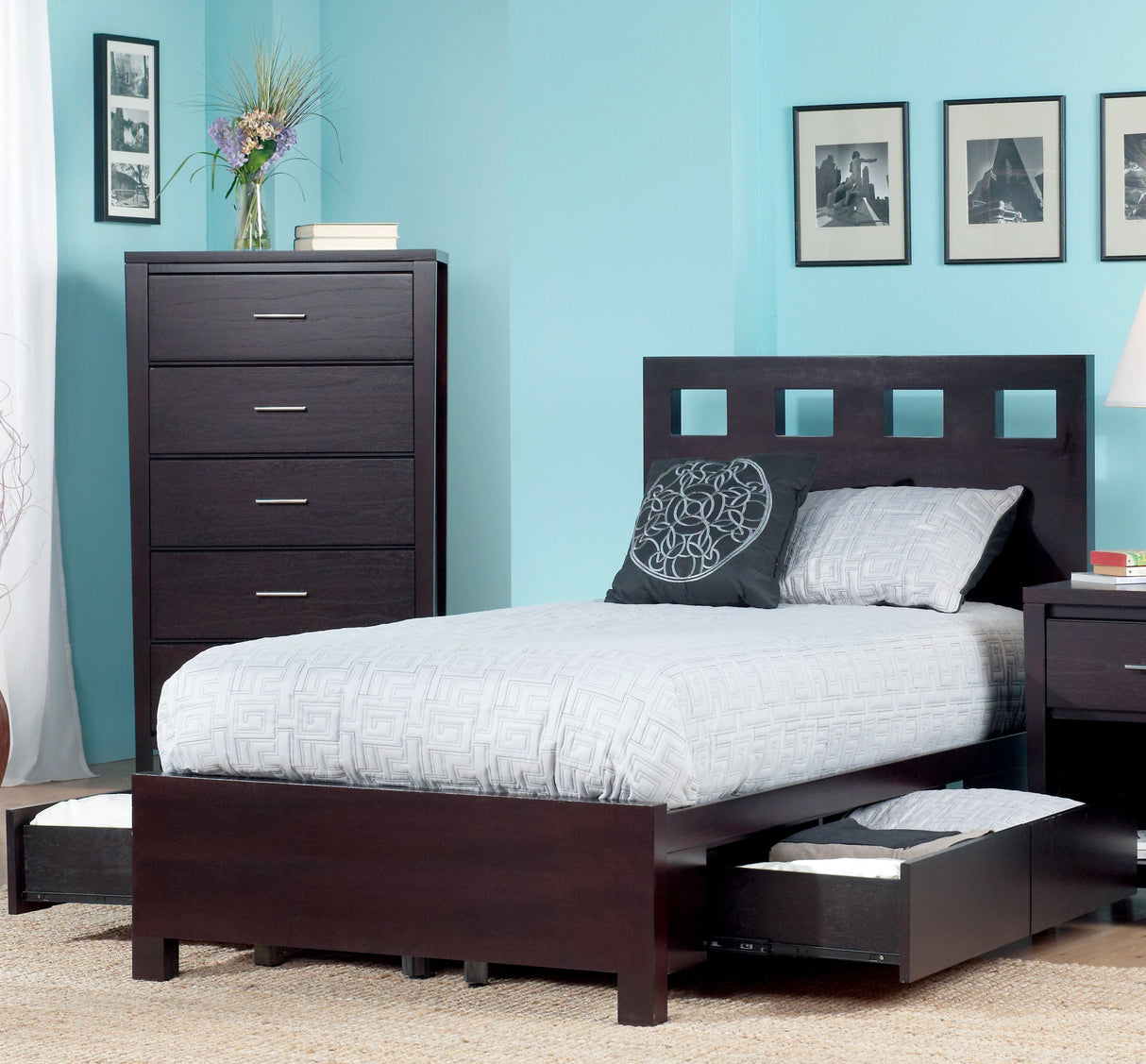 Riva Wood Full Storage Bed in Espresso by Modus Furniture at Eve Furniture