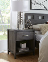 Riva Wood Queen Bed in Sharkskin by Modus Furniture at Eve Furniture