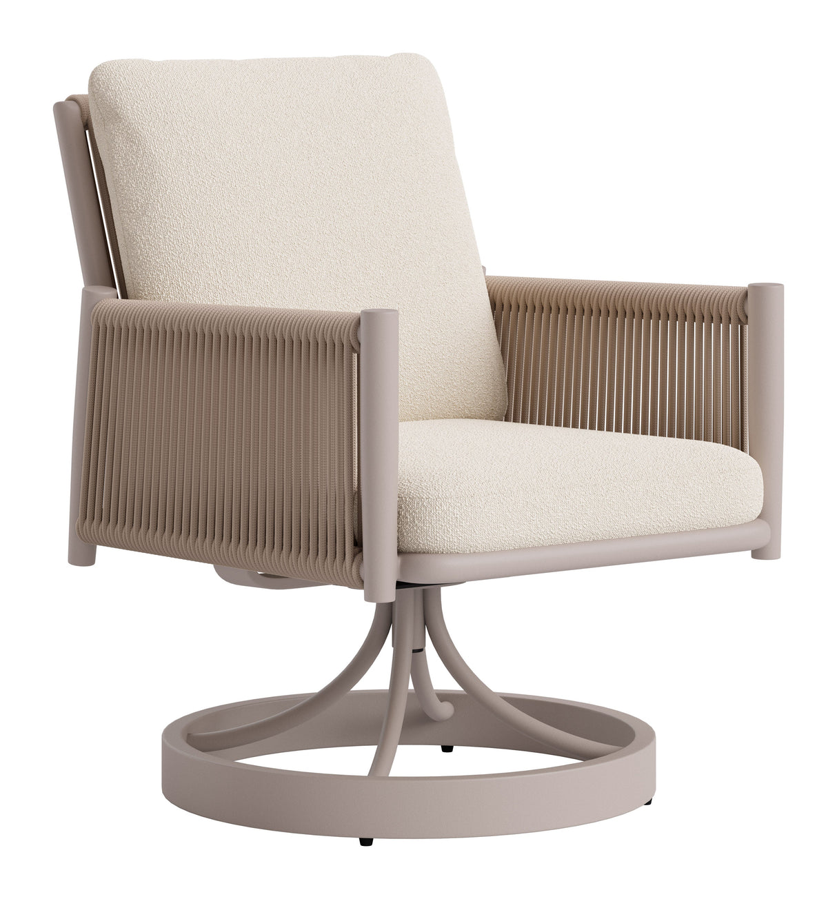 Rivan Beige Outdoor Swivel Dining Chair by Zuomod at Eve Furniture