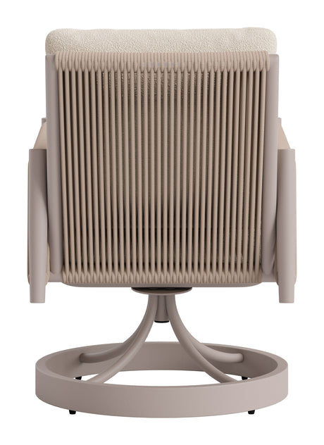 Rivan Beige Outdoor Swivel Dining Chair by Zuomod at Eve Furniture