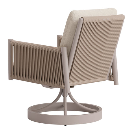 Rivan Beige Outdoor Swivel Dining Chair by Zuomod at Eve Furniture