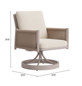 Rivan Beige Outdoor Swivel Dining Chair by Zuomod at Eve Furniture