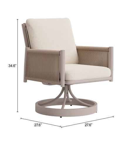Rivan Beige Outdoor Swivel Dining Chair by Zuomod at Eve Furniture