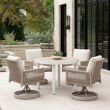 Rivan Beige Outdoor Swivel Dining Chair by Zuomod at Eve Furniture