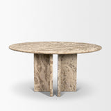Rivaro Solid Beige Marble Round Dining Table by Mercana at Eve Furniture