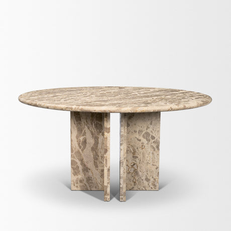 Rivaro Solid Beige Marble Round Dining Table by Mercana at Eve Furniture