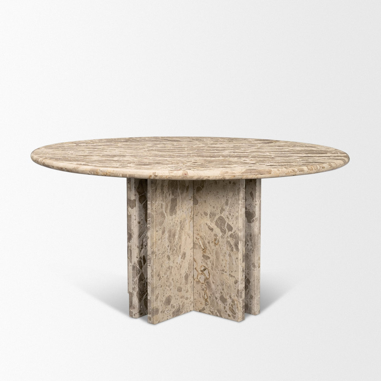 Rivaro Solid Beige Marble Round Dining Table by Mercana at Eve Furniture