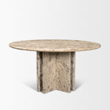 Rivaro Solid Beige Marble Round Dining Table by Mercana at Eve Furniture