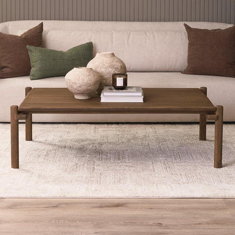 Riven Oak Wood Rectangular Coffee Table by Mercana at Eve Furniture