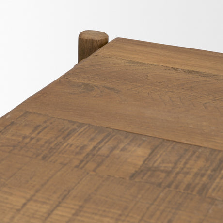 Riven Oak Wood Square Side Table by Mercana at Eve Furniture