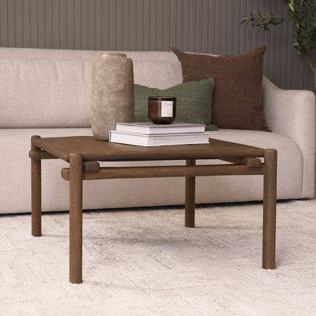Riven Oak Wood Square Side Table by Mercana at Eve Furniture