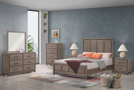 River Brown King Panel Bed by Crown Mark at Eve Furniture