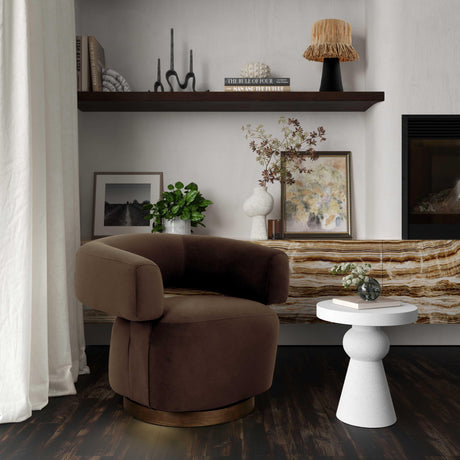 River Chocolate Brown Performance Velvet Swivel Accent Chair by TOV Furniture at Eve Furniture