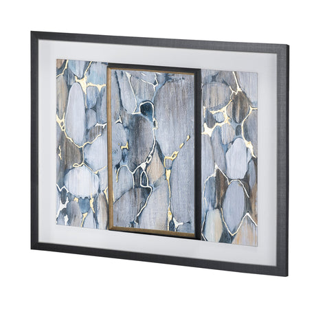 River Rocks by Liz Jardine a Hand Embellished Textured Framed Art Print Matted under Glass by Mercana at Eve Furniture