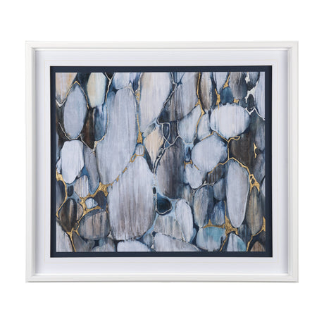 River Rocks by Liz Jardine a Hand Embellished Textured Framed Art Print Matted under Glass by Mercana at Eve Furniture