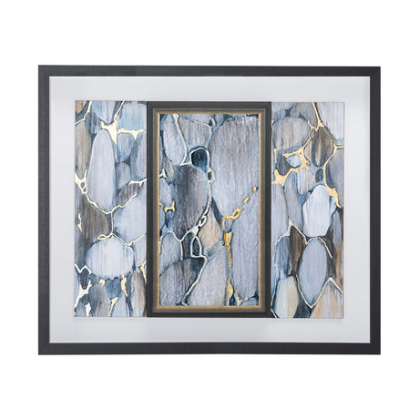 River Rocks by Liz Jardine a Hand Embellished Textured Framed Art Print Matted under Glass by Mercana at Eve Furniture